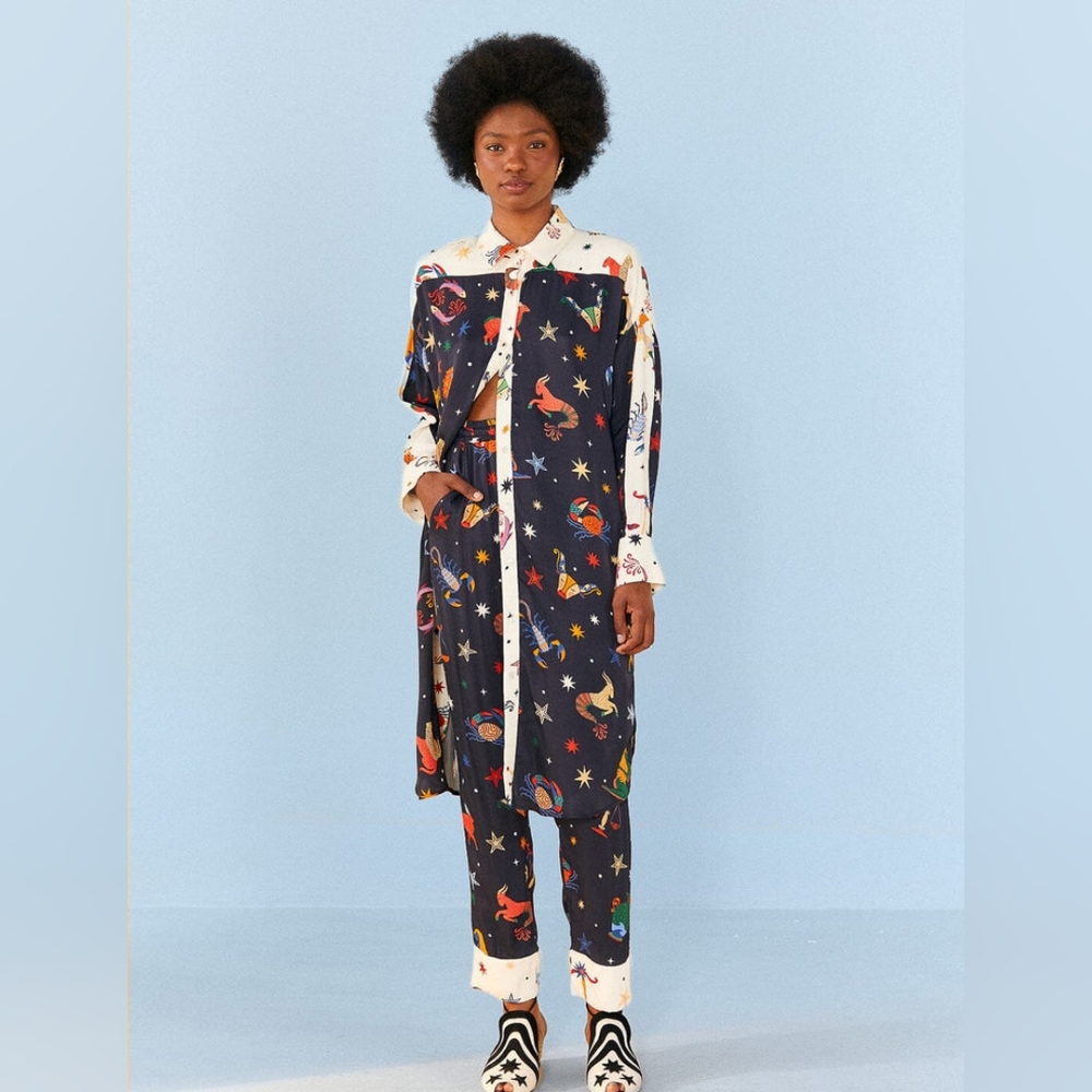 Farm Rio Zodiac Shirt Dress, XS